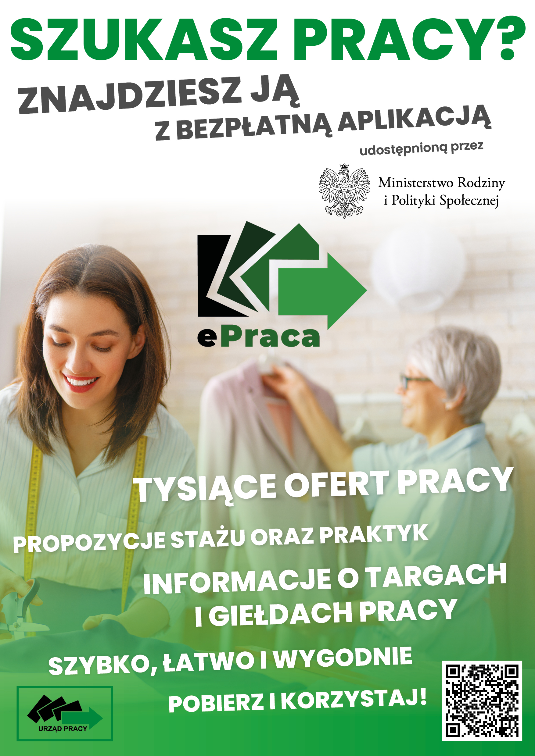 Plakat promujący aplikację e-Praca