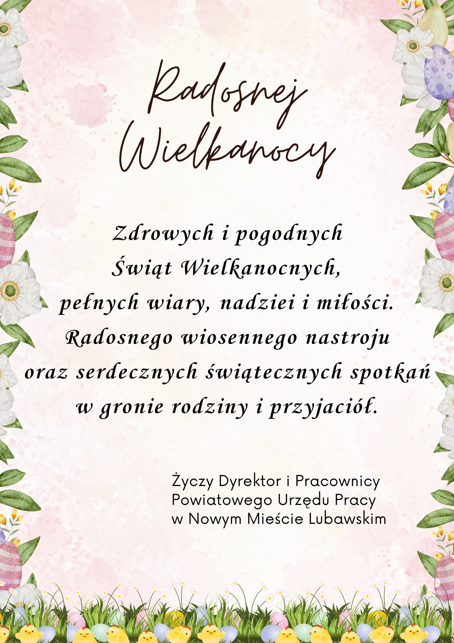 Życzenia Wielkanocne - PUP Nowe Miasto Lubawskie