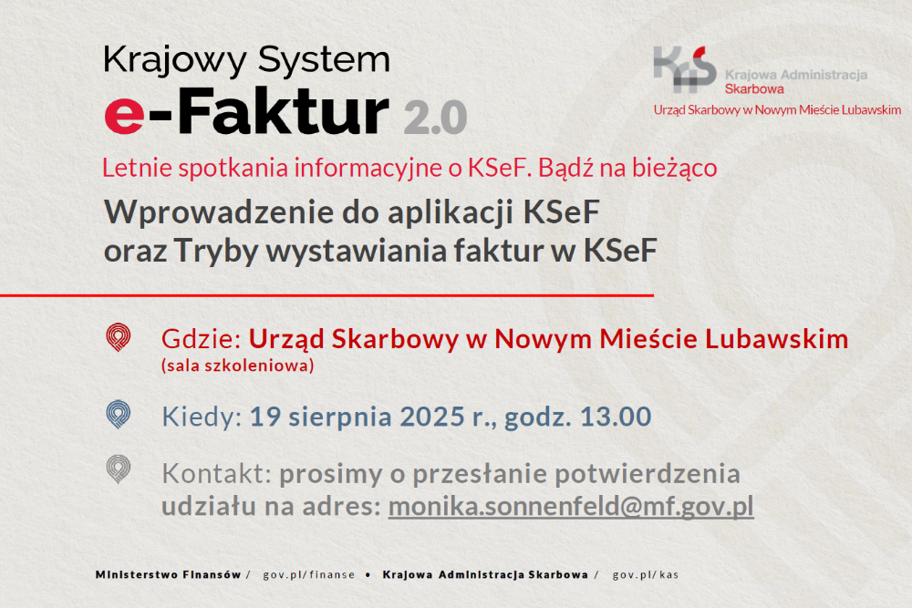 Letnie spotkania informacyjne o KSeF - 19.08.2025r.