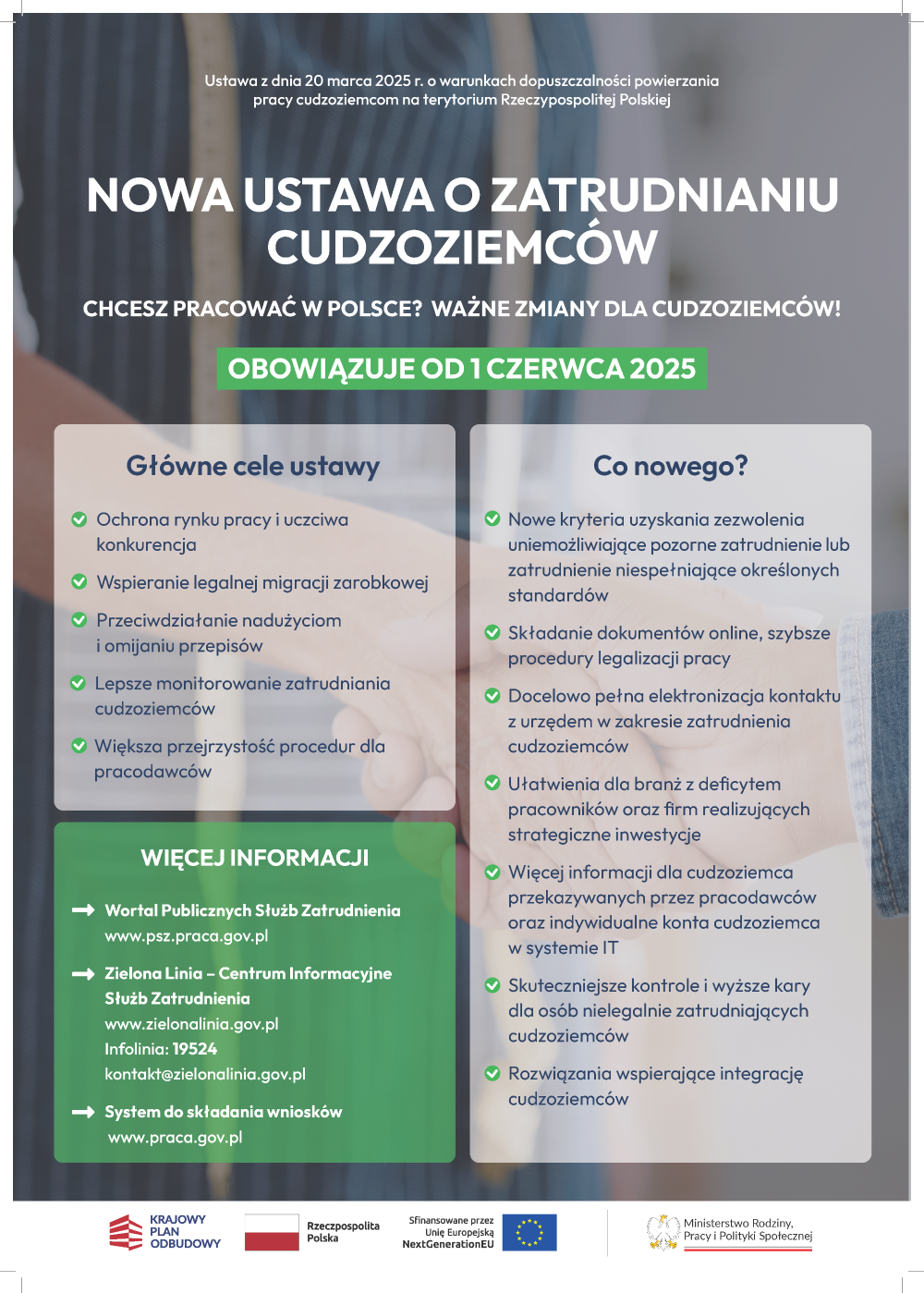 plakat - ustawa o warunkach dopuszczalności powierzania pracy 2025